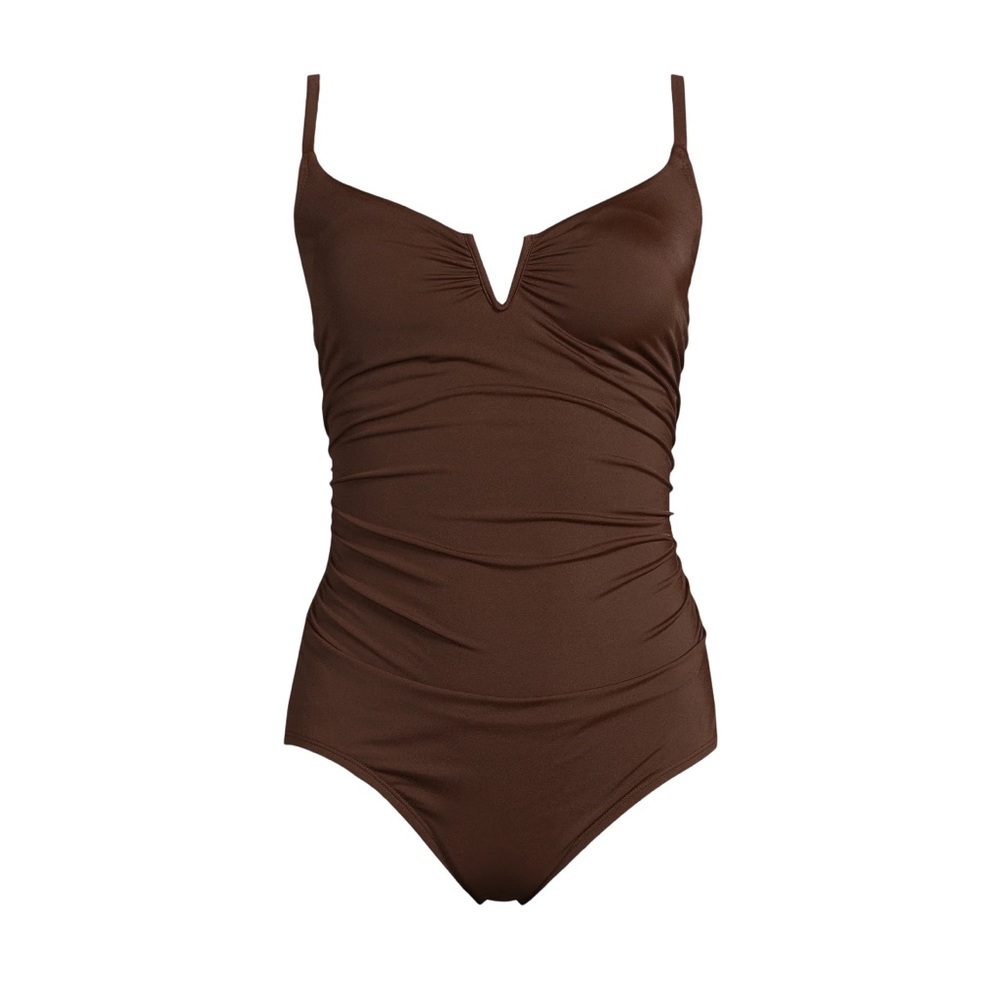 Time and Tru Women's V Wire One Piece
Swimsuit Size M Brown